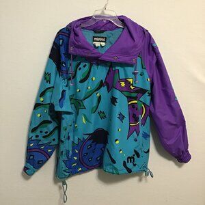 Vintage Men's Mistral Geometric Print Lightweight Pullover Ski Jacket Size XS